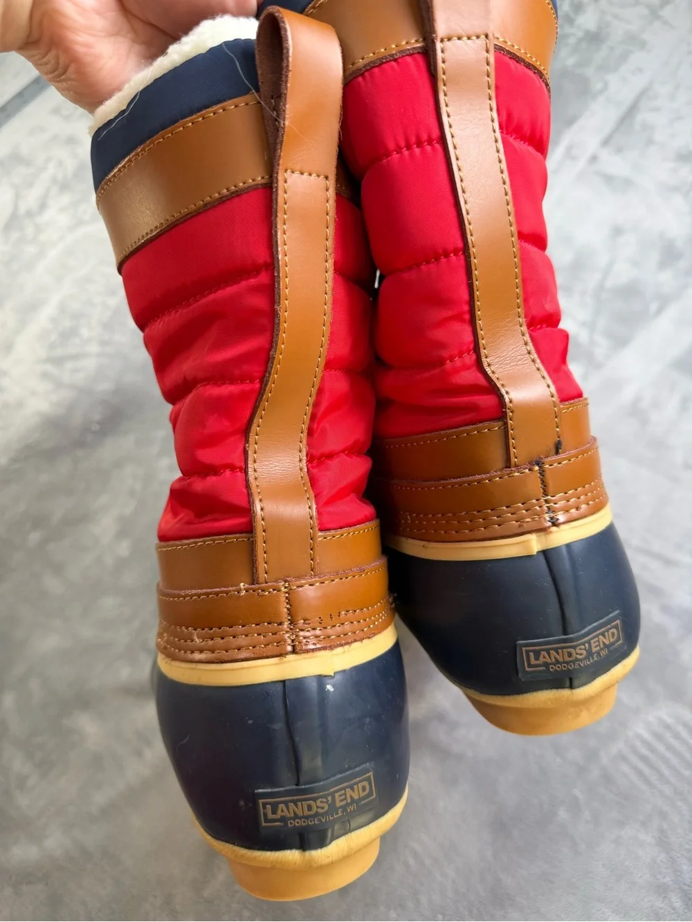 Lands' End Kids Red, Navy & Women’s Brown Waterproof Winter Boots 10